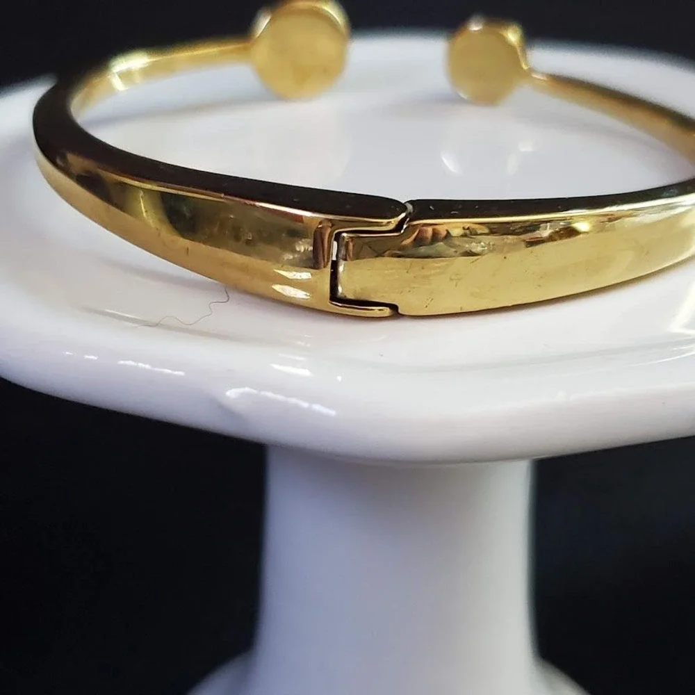 Kate Spade Spot the Spade Open‎ Cuff Gold Plated Black Enamel Clear Crystal - Picture 5 of 8